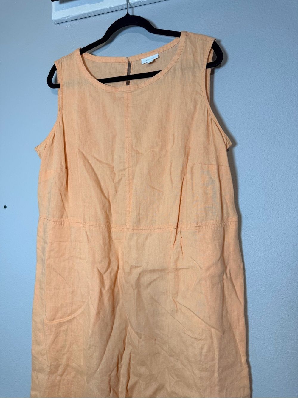 J. Jill Linen Sleeveless Dress Size XL Tall Orange Midi Summer Lagenlook - Picture 3 of 10